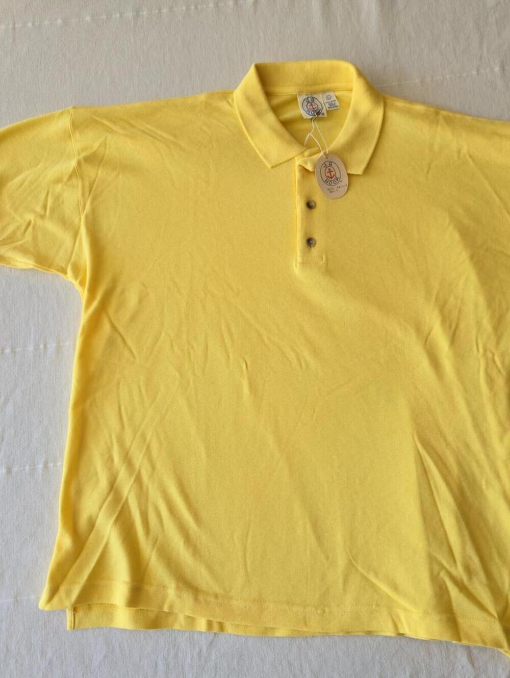 Vintage 1990s J.G. Hook Yellow Short Sleeve Polo Shirt Size Large DEADSTOCK